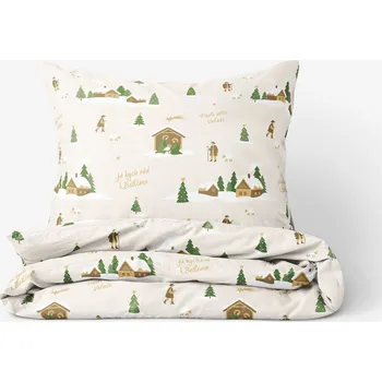 Povlečení Goldea Vánoční bavlněné povlečení - Pásli ovce Valaši bílé 140 x 220, 70 x 90 cm zipový uzávěr