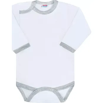 Kojenecký body Dojčenské body s dlhým rukávom so sivým lemom NEW BABY