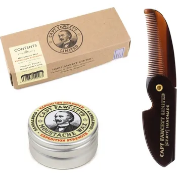 Kosmetická sada Captain Fawcett Captain Fawcett Dárková sada vosku a skládacího hřebínku na knír - Expedition Strength