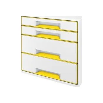 LEITZ Zásuvkový box WOW CUBE, 4 zásuvky, bílá/žlutá