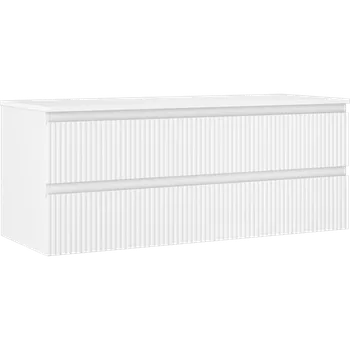 Koupelnový nábytek Mexen Rivel koupelnová skříňka pod umyvadlo 120 cm s deskou, 2 zásuvky, rýhovaná, bílá matná - 91A20-12047-2-BFFC01 Koupelnové skříňky