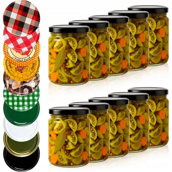 Sklenice 10 skleněných Sklenice objemu 520 ml na med, okurky zavařeniny