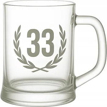 Sklenice Pivní sklenice na pivo, korbel, půllitr výroční 33 let pískovaný