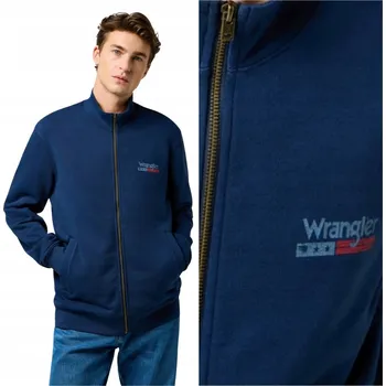 Pánská mikina Pánská Mikina s kapucí WRANGLER se zipem a zvýšeným límcem FUNNEL NECK, velikost XXL