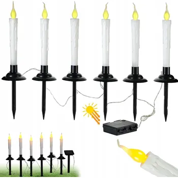 Svíčka SOLÁRNÍ LED SVÍČKA SE ZAPICHOVACÍM TRNEM 6 KS OSVĚTLENÍ NA PIKNIK, NAROZENINY