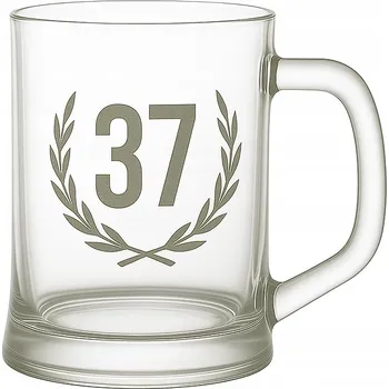 Sklenice Pivní sklenice na pivo, korbel, půllitr výroční 37 let pískovaný