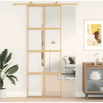 Interiérové dveře Posuvné dveře zlaté 76 x 205 cm čiré ESG sklo a hliník IM_155184