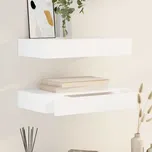 Plovoucí nástěnná police s šuplíkem 2 ks bílá 48 cm IM_276001