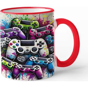 Keramický hrnek pro hráče, Barva Červená, Velikost 330 ml, Canvas Keramický hrnek s barevným uchem Bezvatriko.cz 3059