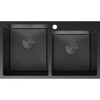 Granitový dřez Mexen Xorin ocelový dřez 2-komorový 780 x 450 mm, černý HC - 6441782000-70HC Ocelové dřezy