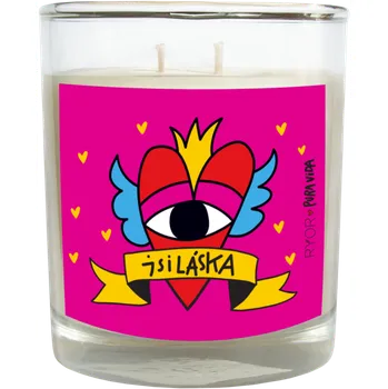 Svíčka RYOR PuraVida svíčka s vůní čistého prádla JSI LÁSKA + dáreček 3 vzorečky zdarma