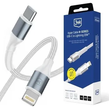 Pouzdro na mobilní telefon 3mk kabel Hyper Cable N-SERIES C to Lightning 1m 9V/2A 20W White