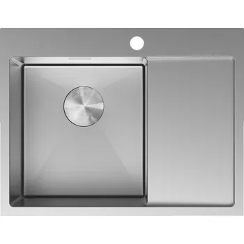 Granitový dřez Mexen Exar ocelový dřez s 1 komorou a odkapávačem, levý 620 x 480 mm, inox - 6431621005L-01 Ocelové dřezy