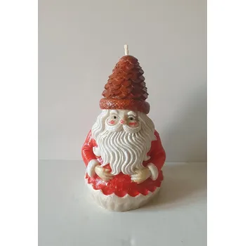 Svíčka Vánoční svíčka santa se šiškou, Varianta Dárkové balení v celofánu