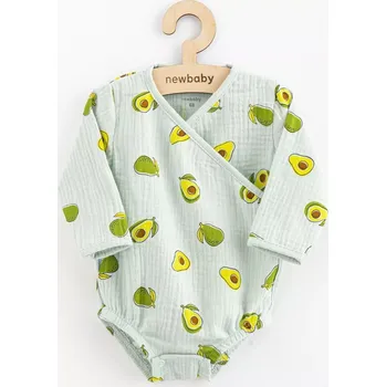 Kojenecký body Mušelínové body s bočním zavazováním NEW BABY Avocado, dlouhý rukáv