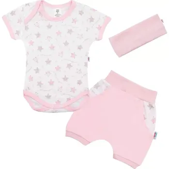 Kojenecká souprava 3dílná letní bavlněná souprava pro miminko New Baby Perfect Summer růžová 92