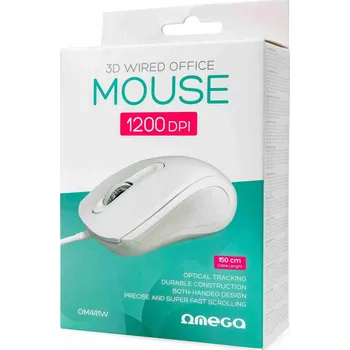 Myš PLATINET OMEGA PC MYŠ 3D, OFFICE, 1200DPI, 1.5M USB BÍLÁ
