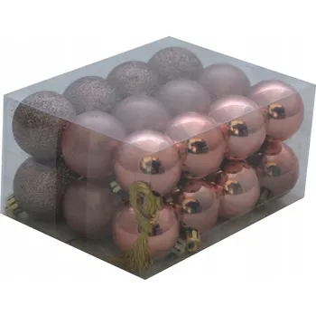 Vánoční dekorace Vánoční Baňky nerozbitné oranžové 4cm Kostka 24ks