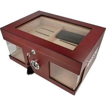 Humidor Humidor na doutníky Červenohnědý, prosklený, světlý, 38x26x18cm