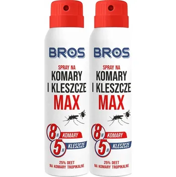 Přípravek proti hmyzu REPELENT VE SPREJI PROTI KLÍŠŤATŮM, KOMÁRŮM A MUŠKÁM BROS MAX, AŽ 8 HODIN, 90 ml - 2 ks