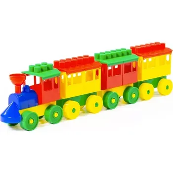 Vláček a vláčkodráha Plastový stavebnicový vláček se 3 vagony