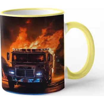 Keramický hrnek pro hasiče 3, Barva Žlutá, Velikost 330 ml, Canvas Keramický hrnek s barevným uchem Bezvatriko.cz 3058