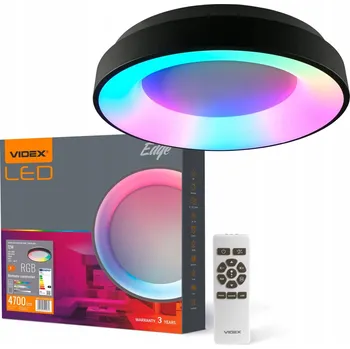 Stropní svítidlo (Stropní Svítidlo) Videx černé kulatý 45 cm LED vícebarevné stmívatelné