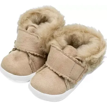 Capáčky Zimní semišové capáčky pro miminko NEW BABY, světlé hnědé, 0–3 měsíce