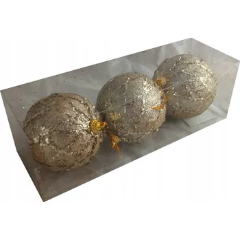 Vánoční dekorace Vánoční Baňky ZLATÉ se třpytkami 8 cm | Kostka 3ks