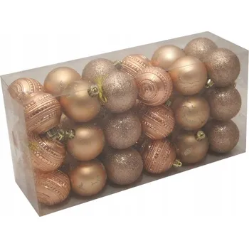 Vánoční dekorace Vánoční Baňky nerozbitné Oranžové 6cm Kostka 36 Ks.