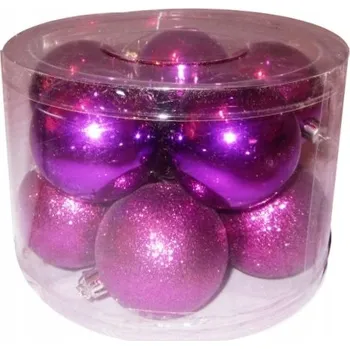 Vánoční dekorace Nerozbitné fialové Vánoční Baňky 6 cm. 10 Ks v tubě.