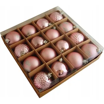 Vánoční dekorace Sada Vánoční Baňky 6 cm 1 ks RŮŽOVÁ sada 6 Ks *2428