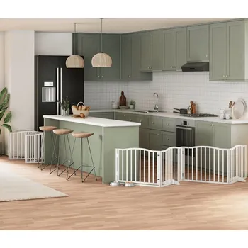 klec pro psa vidaXL Zábrana pro psy s dvířky skládací 12 panelů 960 cm topol [3155620] Barva: Bílá