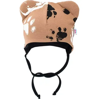 Módní doplněk kojenecká bavlněná čepice s oušky new baby paw hořčicová