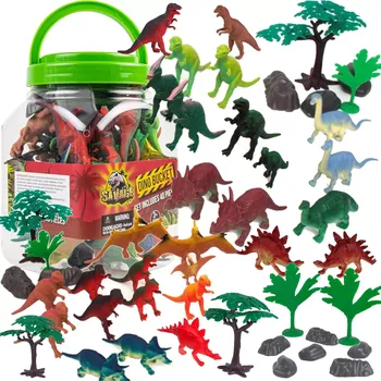 Figurka Figurky dinosaurů v kyblíku s doplňky 40 ks BOLEY