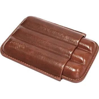 Humidor Pouzdro na 3 doutníky Etue Angelo, hnědé, kožené, 12-17cm/24mm