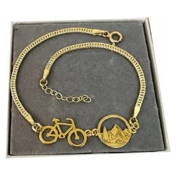 Náramek Zlatý náramek kolo horské s horami HORY GRAVÍROVÁNÍ stříbro 925