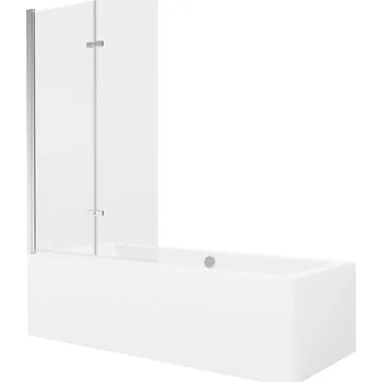 Vanová zástěna MEXEN/S - Cube obdélníková vana 170 x 80 cm s panelem + vanová zástěna 100, transparent, chrom 550517080X9210020100