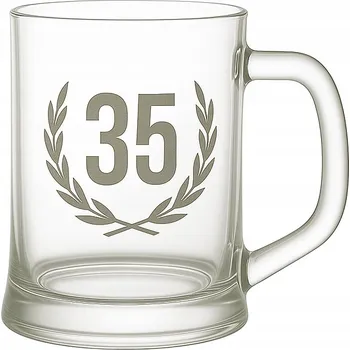 Sklenice Pivní sklenice na pivo, korbel, půllitr výroční 35 let pískovaný