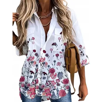 Dámská košile D-look dámská košile s dlouhým rukávem, květinový vzor, vícebarevná sdf23, velikost 3XL