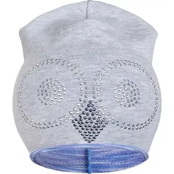 Kojenecká čepice jarní bavlněná čepička new baby sova šedo‑fialová