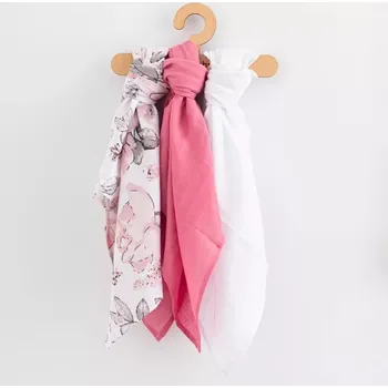 látková plena Mušelínové pleny 60 × 80 cm, sada 3 ks pro dívky NEW BABY