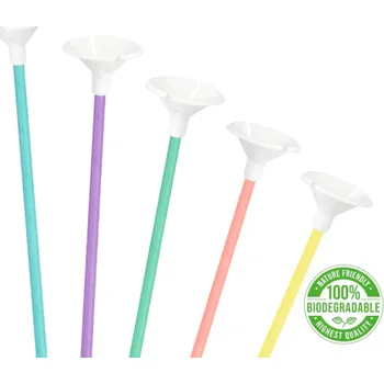 Eko papírové tyčinky na balónky pastelové 10 ks - Party Pal | Cukrářské potřeby