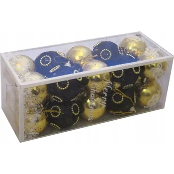 Vánoční dekorace Vánoční Baňky nerozbitné zlaté/černé 5 cm Kostka 20 ks