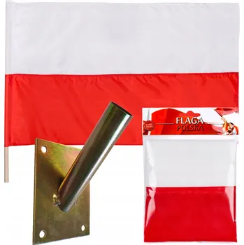 Obraz Státní vlajka Polský s žerdí pro dům, sada na zeď, držák, tyč 112x70 cm