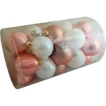 Vánoční dekorace Vánoční Baňky bombičky Bílo/Zlaté 6 cm, tuba 25 Ks.