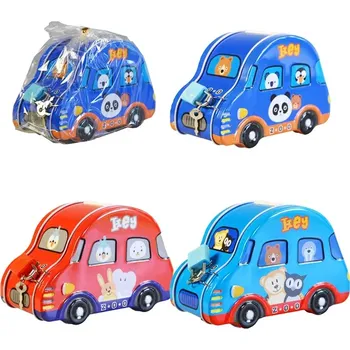 Pokladnička Pokladnička dětská autíčko 95x14x7cm set se zámkem a klíčkem různé kov
