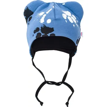 Čepice kojenecká bavlněná čepice s oušky new baby paw modrá