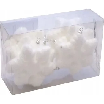 Vánoční dekorace Vánoční Baňky nerozbitné Bílé VLOČKY 8ks 7,5cm