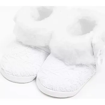 Capáčky kojenecké zimní krajkové kozačky new baby bílé (0–3 měsíce)